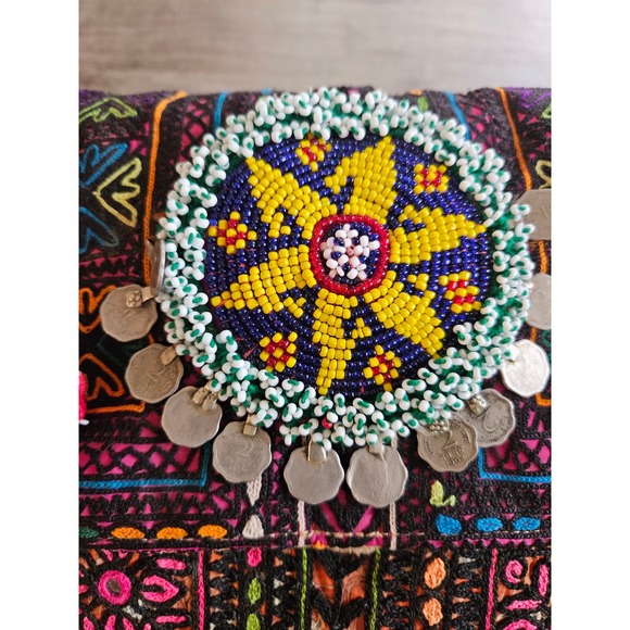 HandMade In India Authentic Shoulder bag Crossbody Beaded Embroidered Fringe - Picture 3 of 6